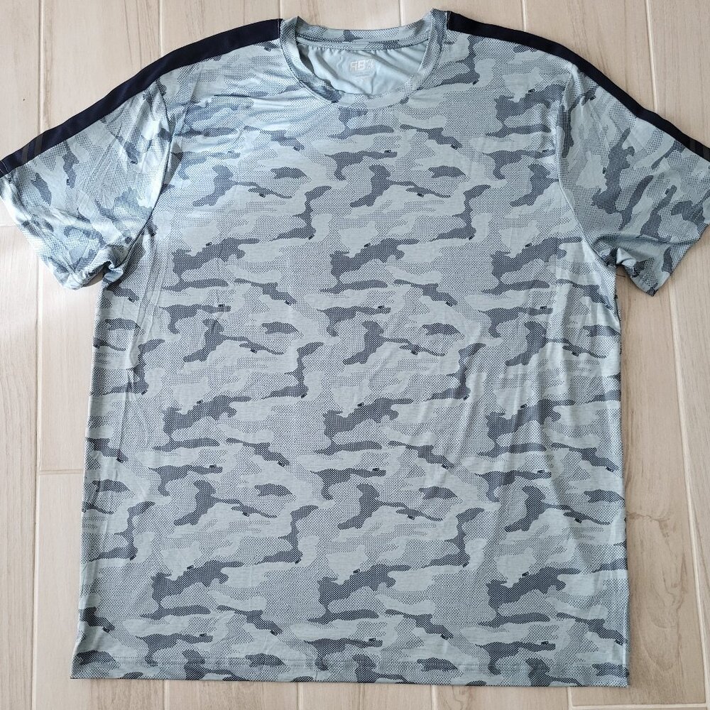 Men's XL Athletic UV Moisture wick Short sleeve Camo Tee Shirt Blue